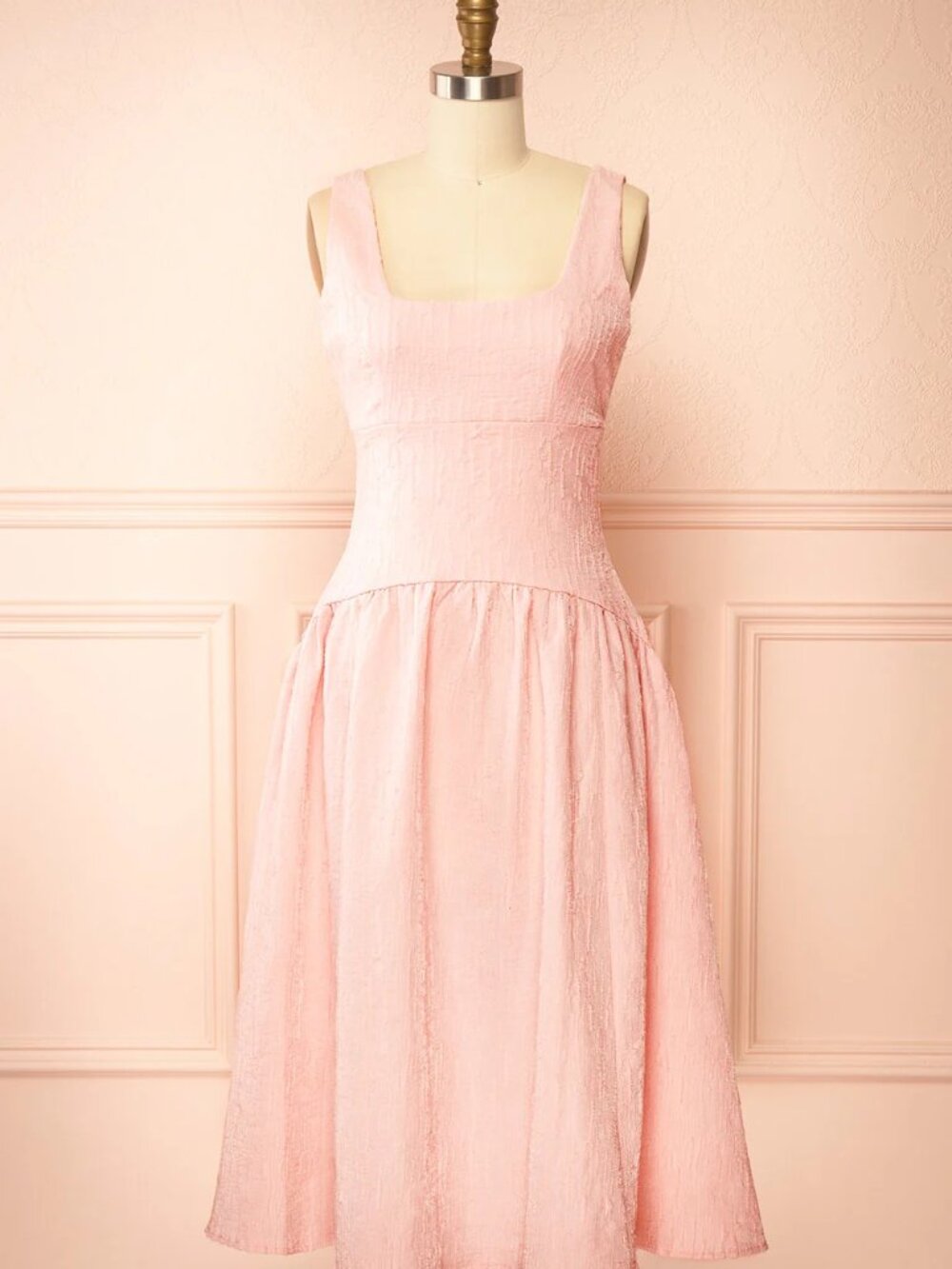 DELUC Blush Pink Textured Midi Dress